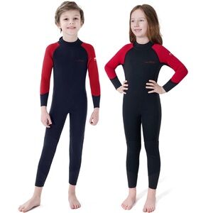 Dark Lightning kids Swim Wetsuit - Black and Red